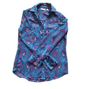 New York & company sheet paisley button up - SZ XS